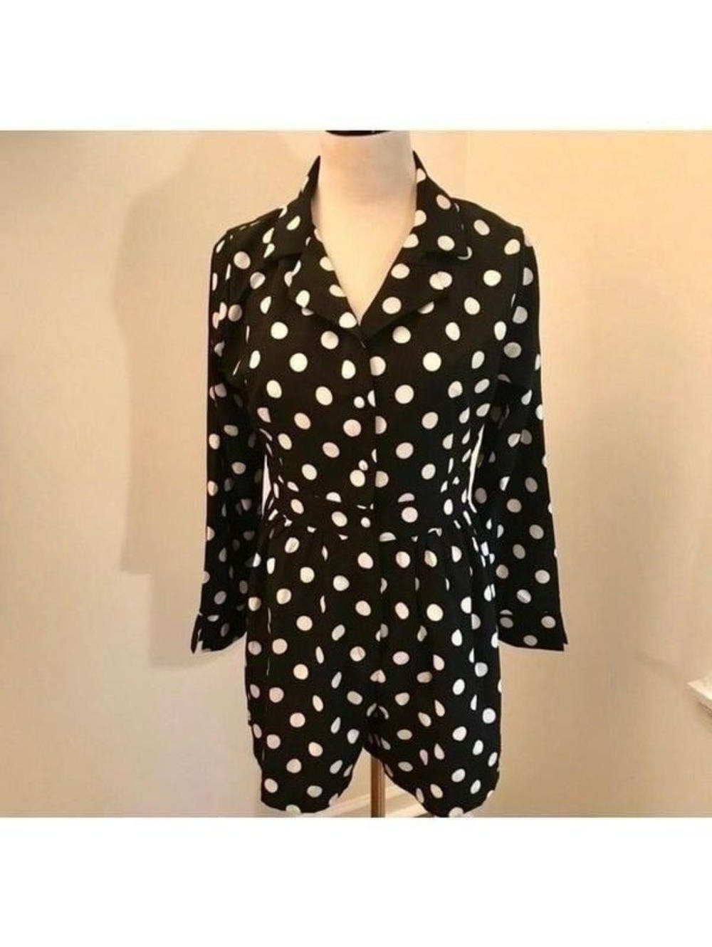CBR Black/White Polka Dot Romper Sz L